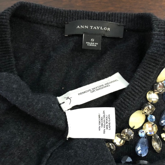 Ann Taylor Jeweled Neck Cardigan Sweater S - Picture 4 of 4